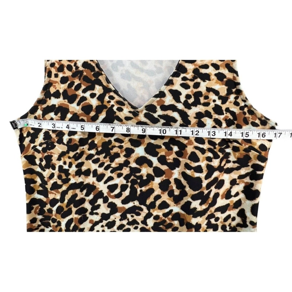 Boston Proper Leopard Print Dress Womens S Bodycon Ruffle Hem Sleeveless Mini - Picture 6 of 14
